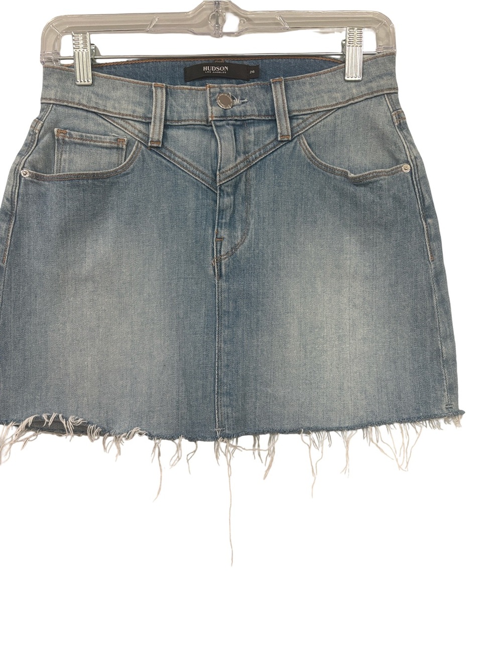 Hudson Jeans Light Wash Denim Frayed Hem Mini Skirt size 26
